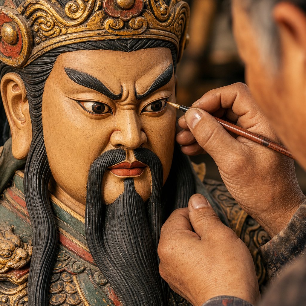 神將雕刻彩繪職人特寫